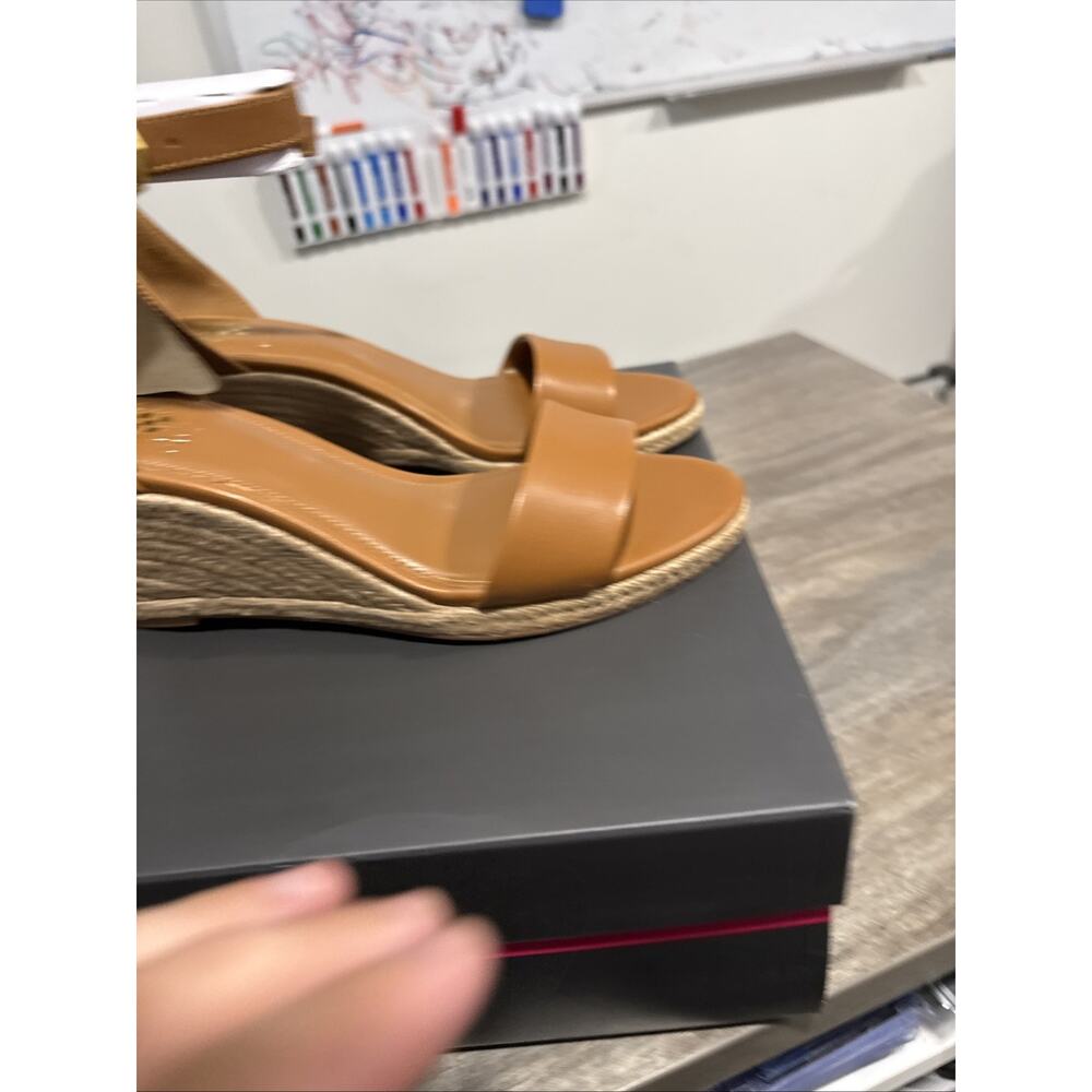 Vince Camuto Frilin Golden Walnut Leather Espadrille Wedge Sandals Womens 7 M - Picture 6 of 12